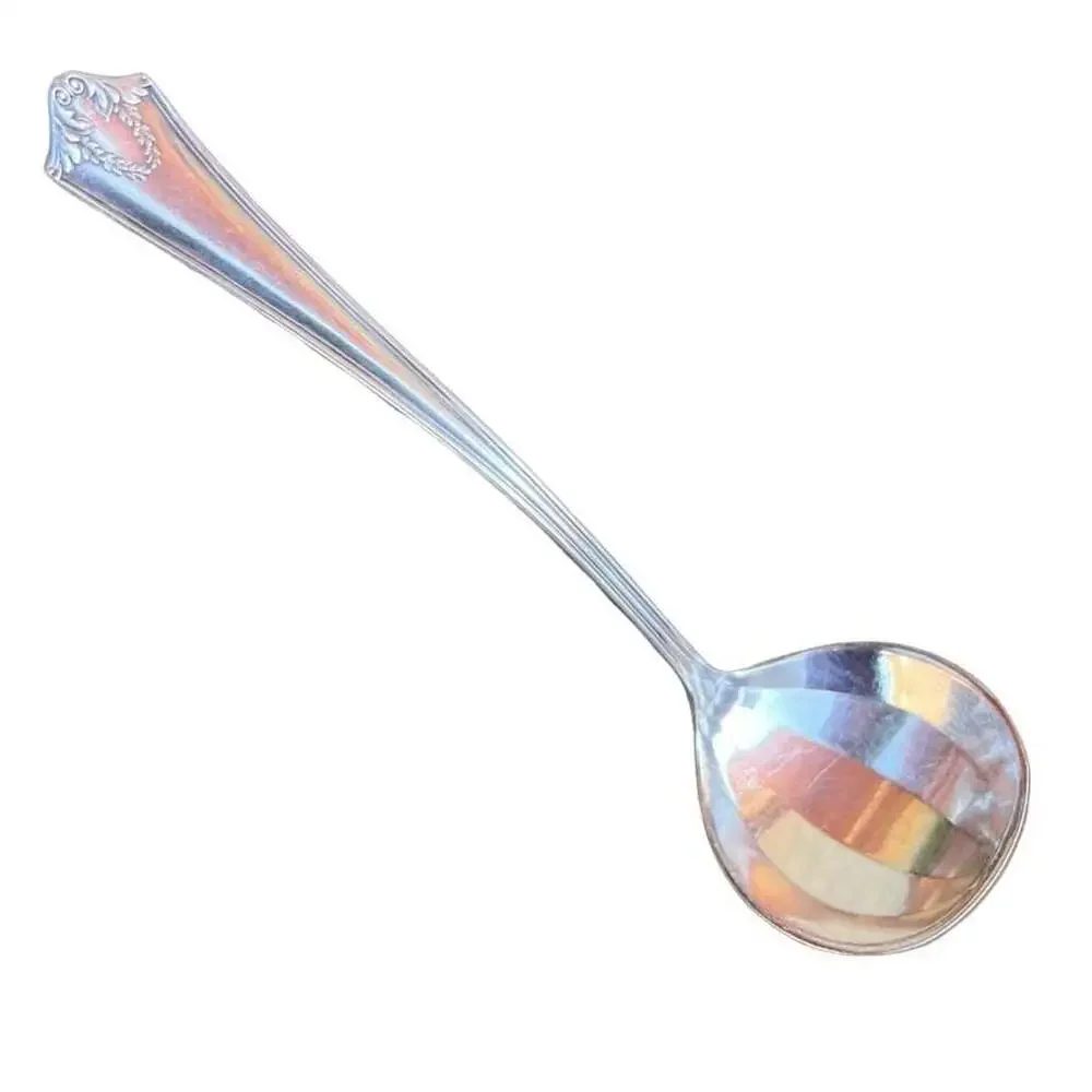 Vintage Williams Bros Silver Plated A-14 Sauce Cream Ladle with Floral Scroll